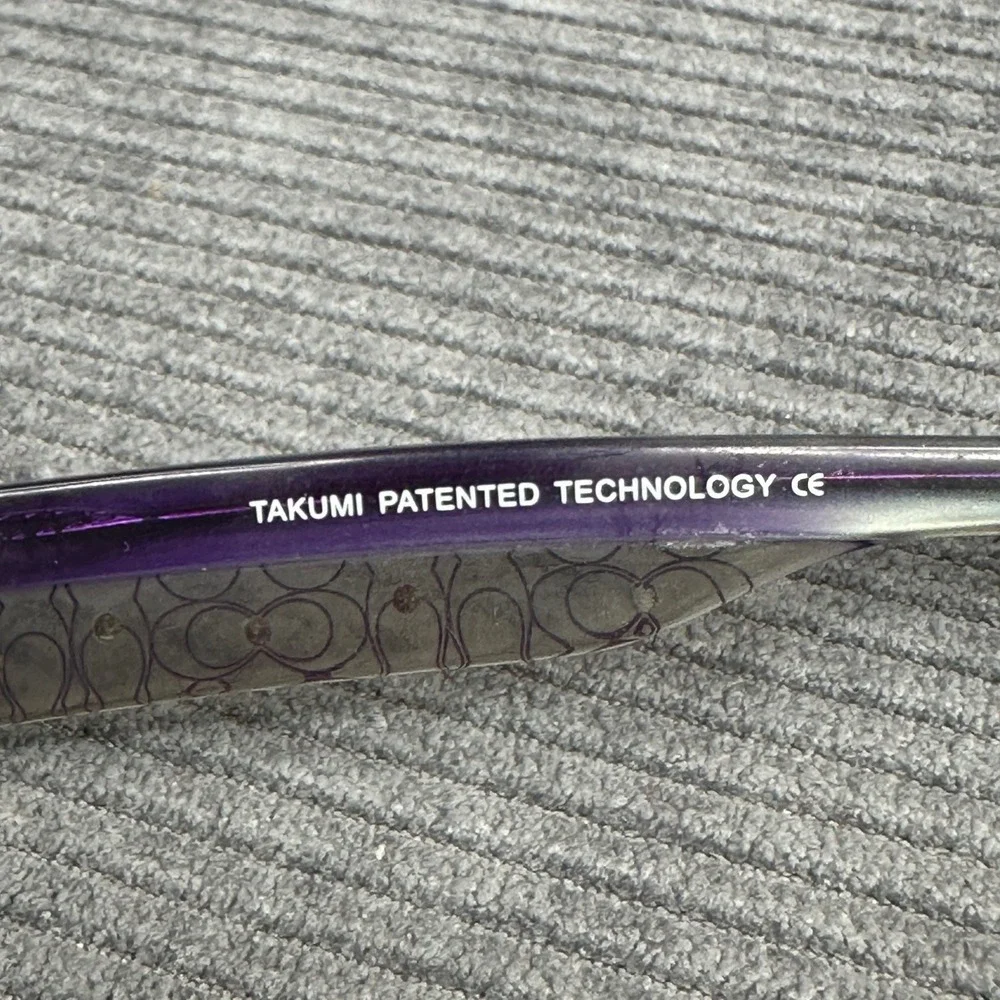 Takumi T9795 Purple Rectangular Y2K Eyeglasses Frames 50/17 135 Patented Tech